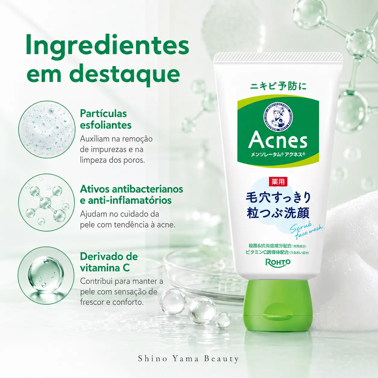 Mentholatum Acnes Medicated Pore Clear Scrub Face Wash 130g - Imagem 2