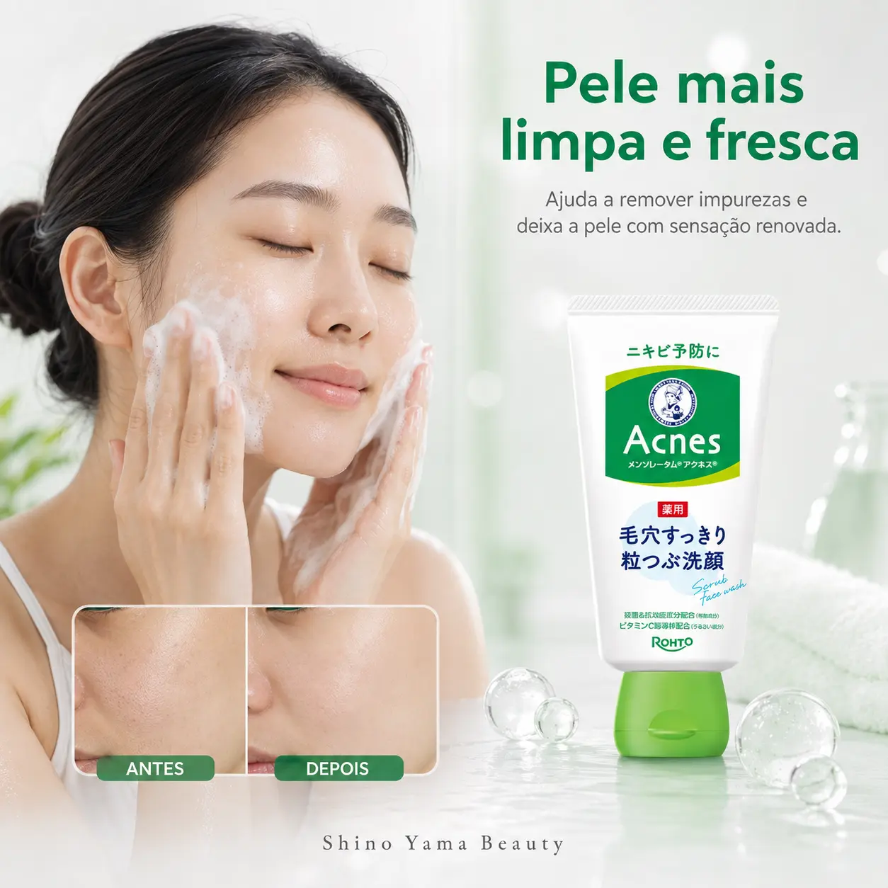 Mentholatum Acnes Medicated Pore Clear Scrub Face Wash 130g - Imagem 3