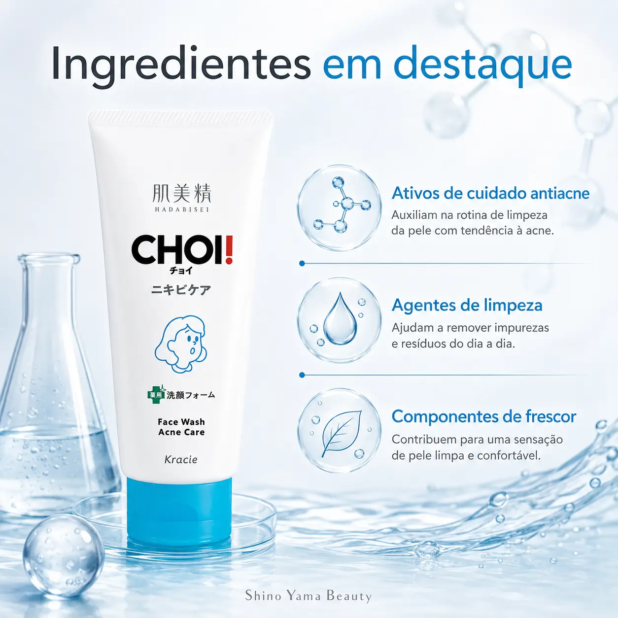 Hadabisei CHOI Medicated Face Wash Acne Care 110g - Imagem 2