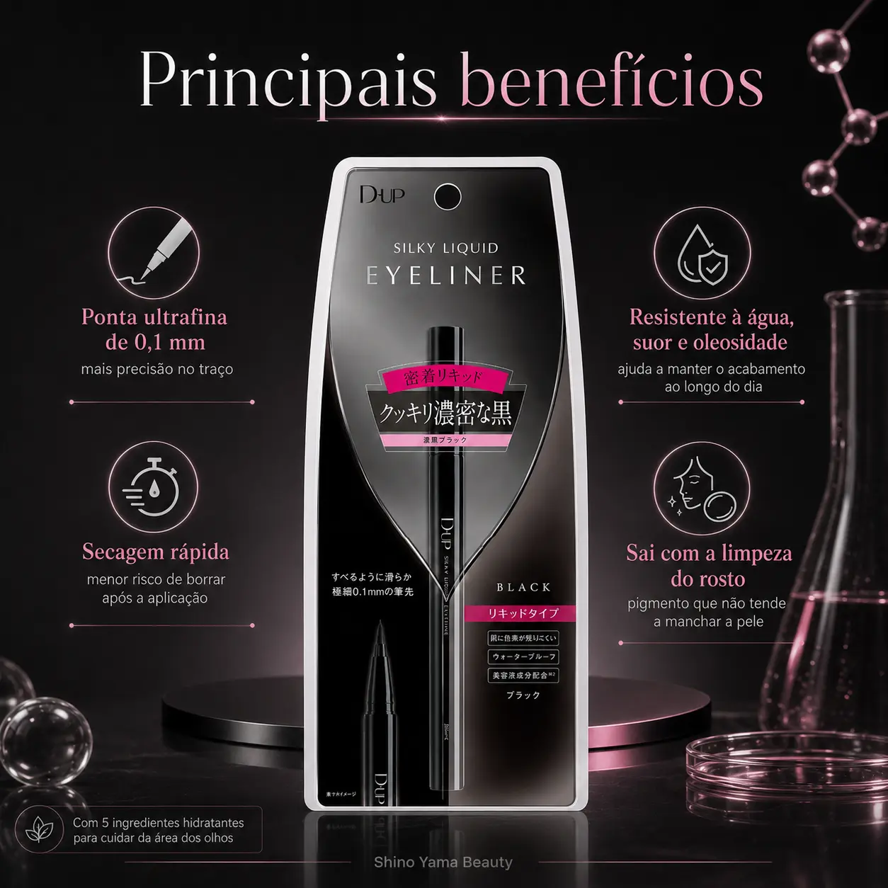 D-UP Silky Liquid Eyeliner WP Black - Imagem 4