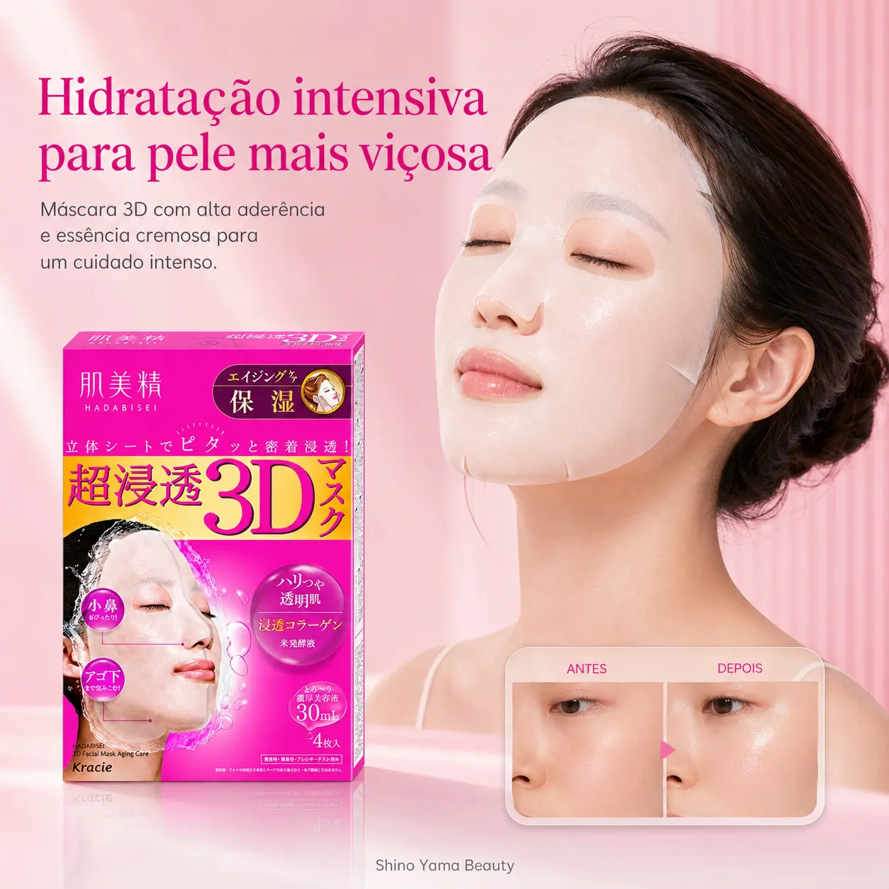 Hadabisei Super Penetrating 3D Mask Aging Care Moisturizing – 4 Máscaras - Imagem 3
