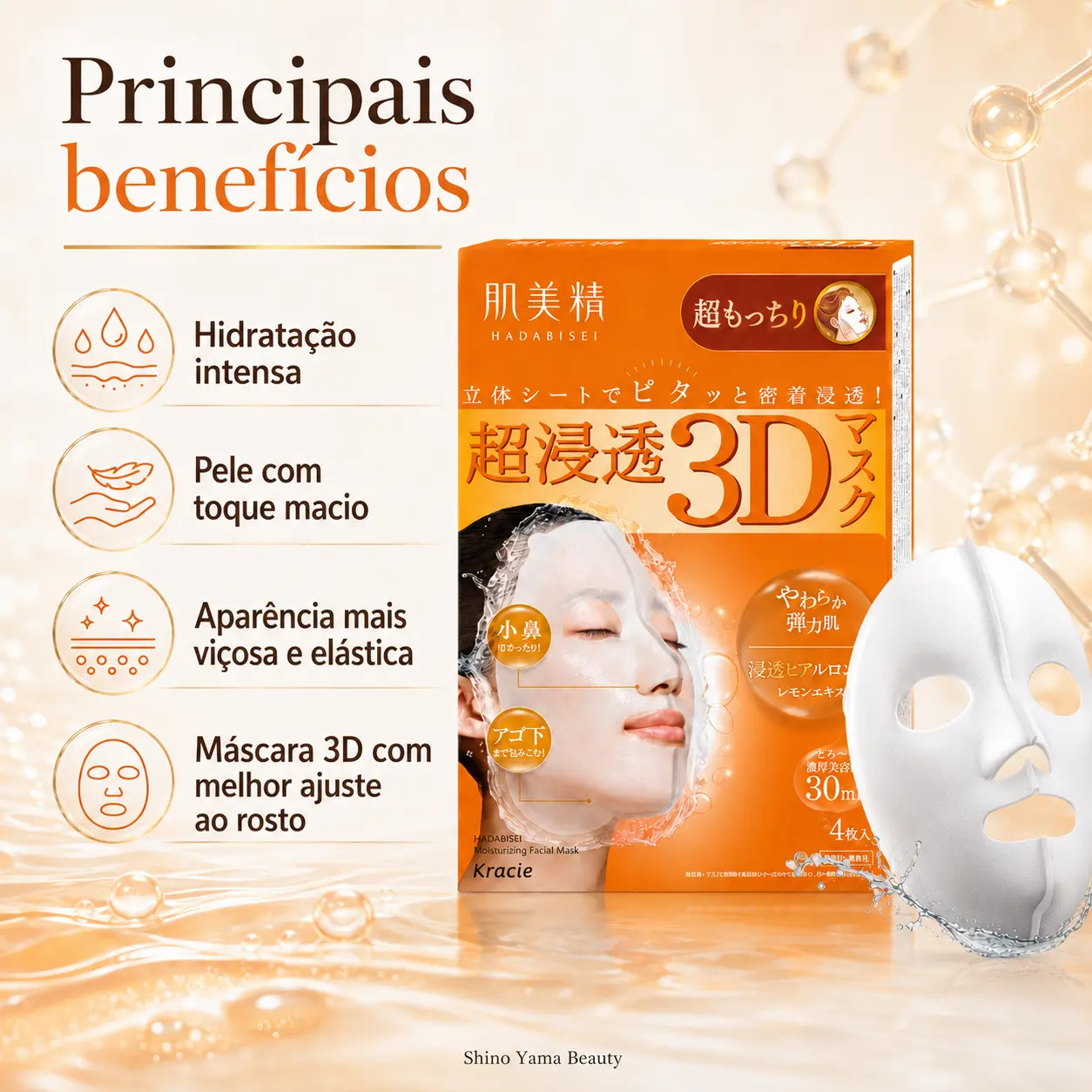 Kracie Hadabisei Super Penetration 3D Mask Super Moist 4 Sheets - Imagem 4