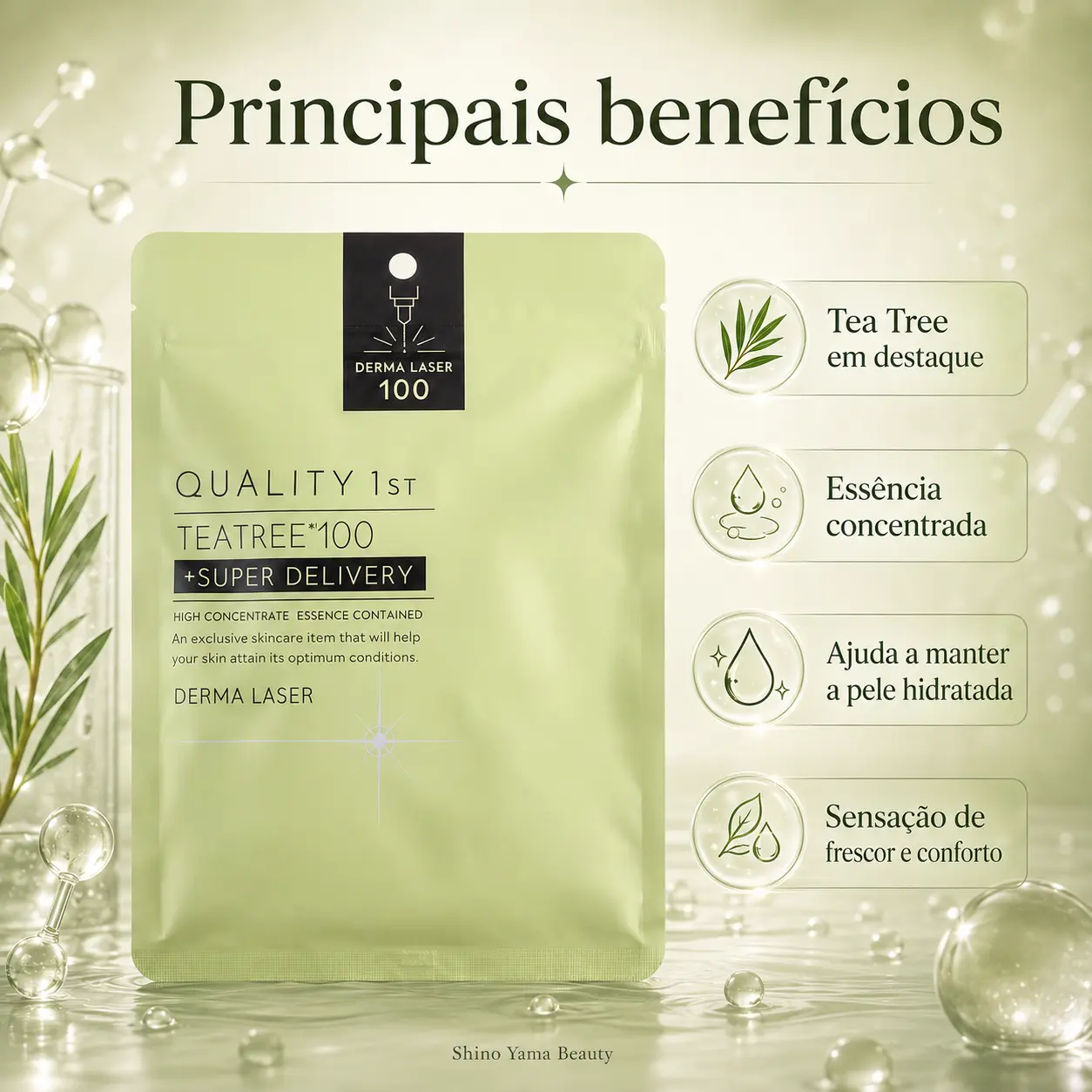 QUALITY 1st DERMA LASER Super TEATREE100 Mask 7 Sheets - Imagem 4