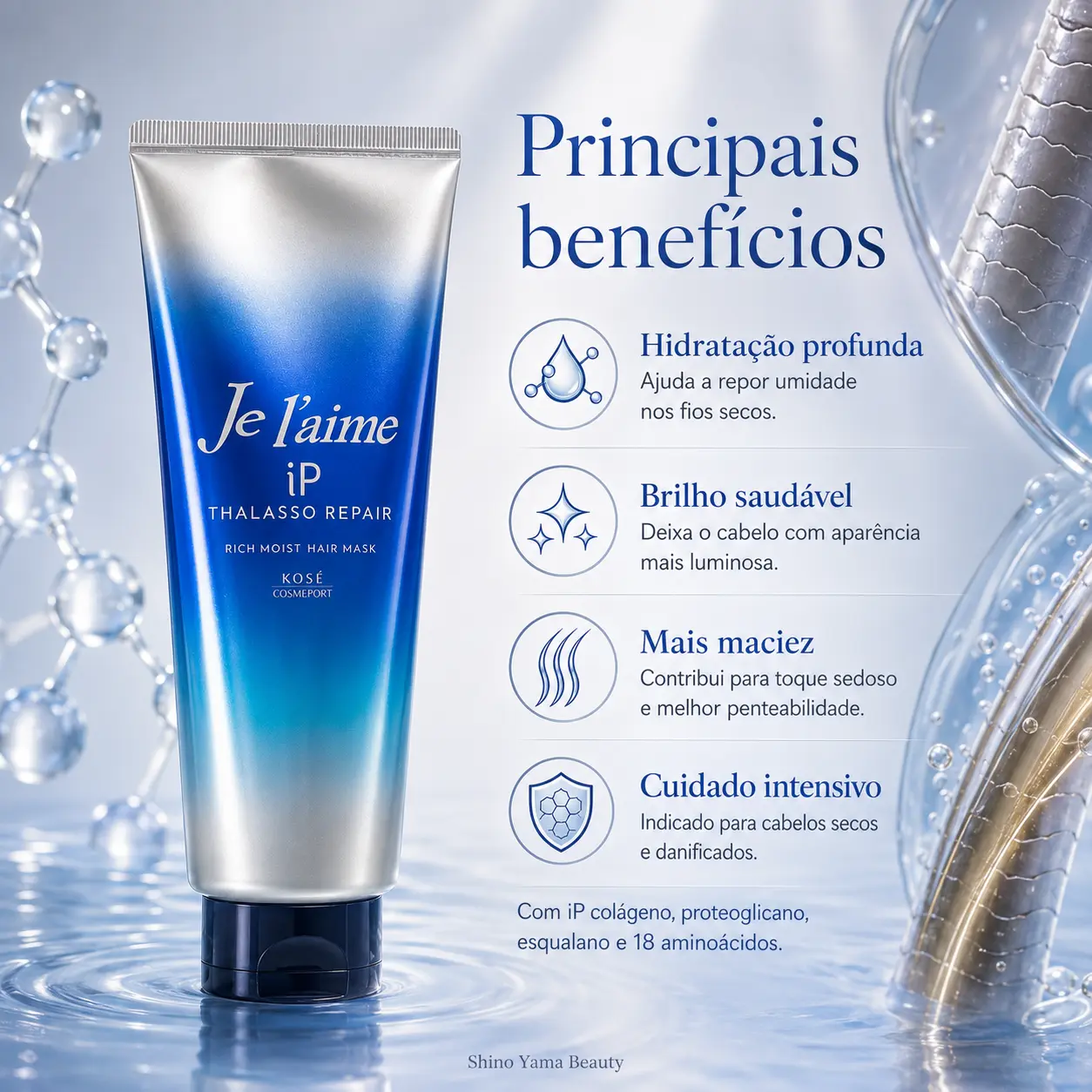 KOSÉ Je l’aime iP Thalasso Repair Rich Moist Hair Mask 230g - Imagem 4