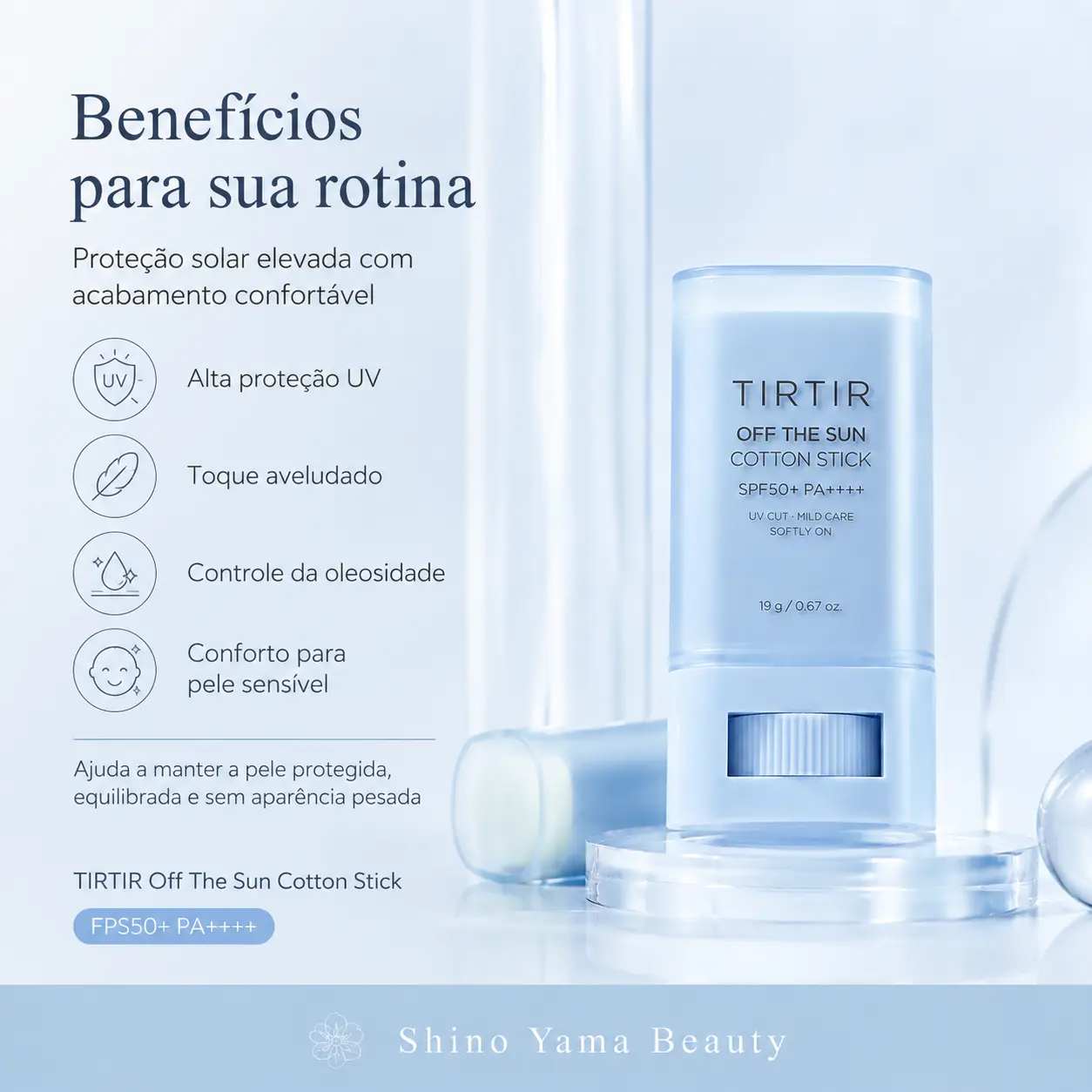 TIRTIR Off The Sun Cotton Stick SPF50+ PA++++ 19g - Imagem 4