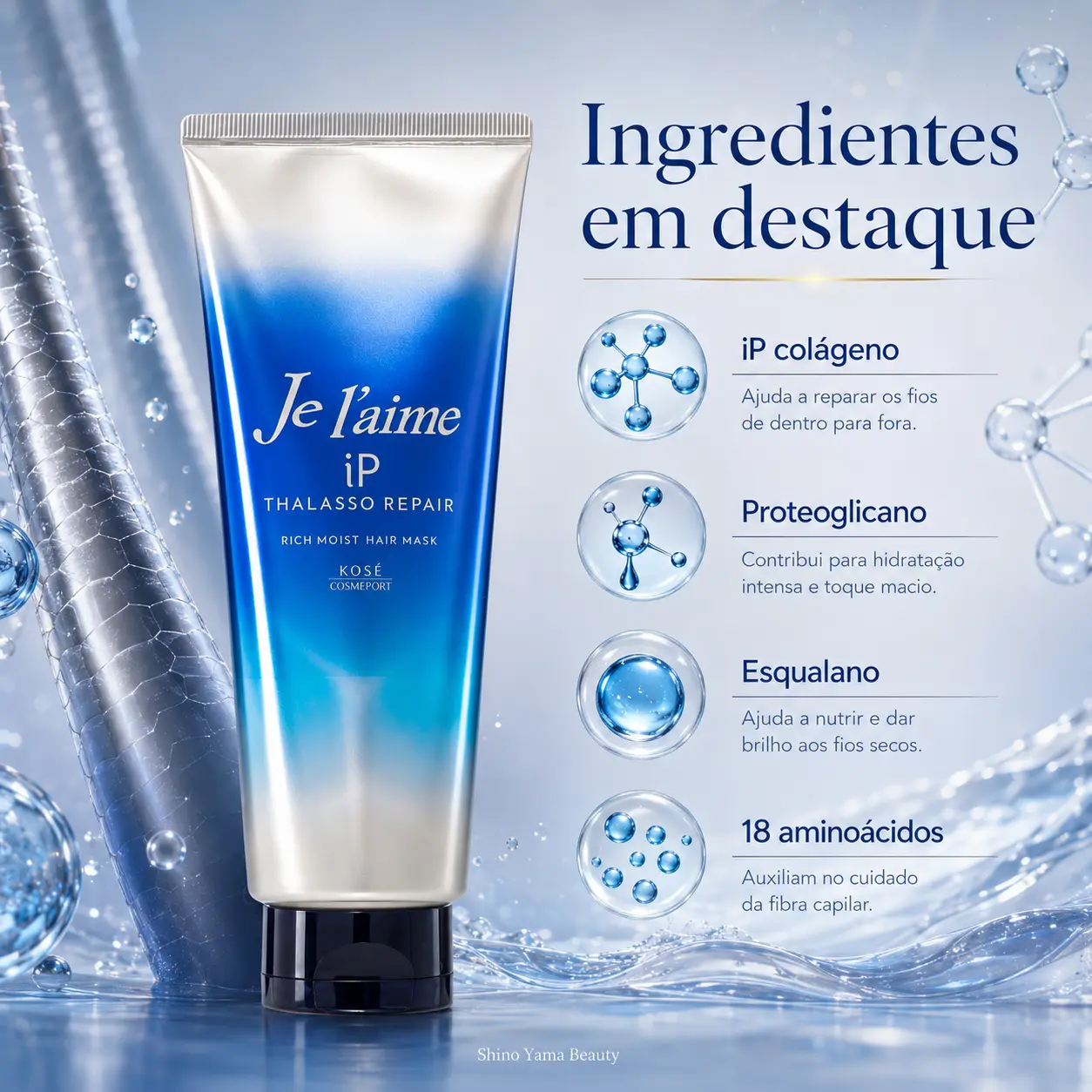 KOSÉ Je l’aime iP Thalasso Repair Rich Moist Hair Mask 230g - Imagem 2