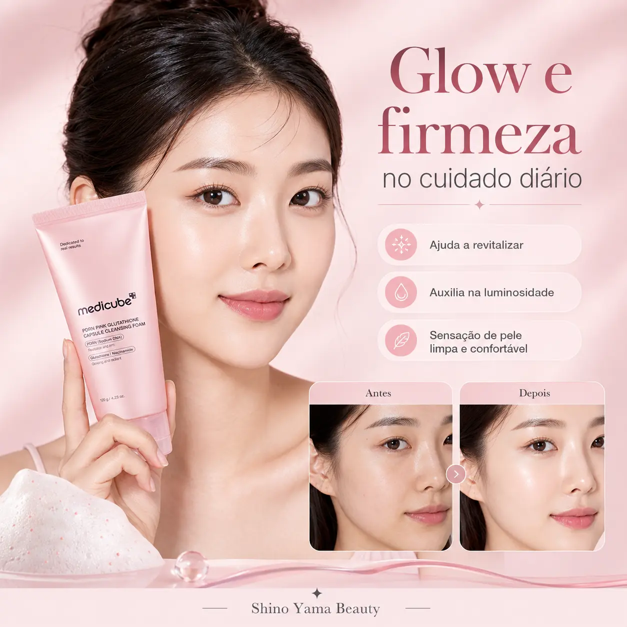 Medicube PDRN Pink Glutathione Capsule Cleansing Foam 120g - Imagem 3