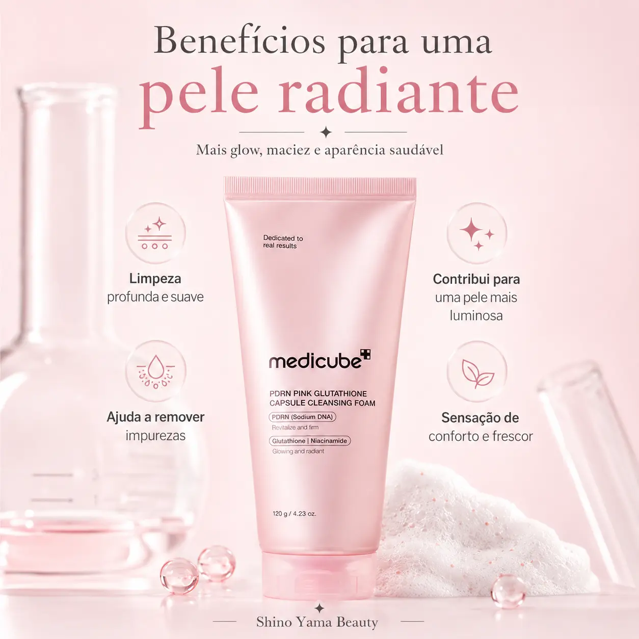 Medicube PDRN Pink Glutathione Capsule Cleansing Foam 120g - Imagem 4