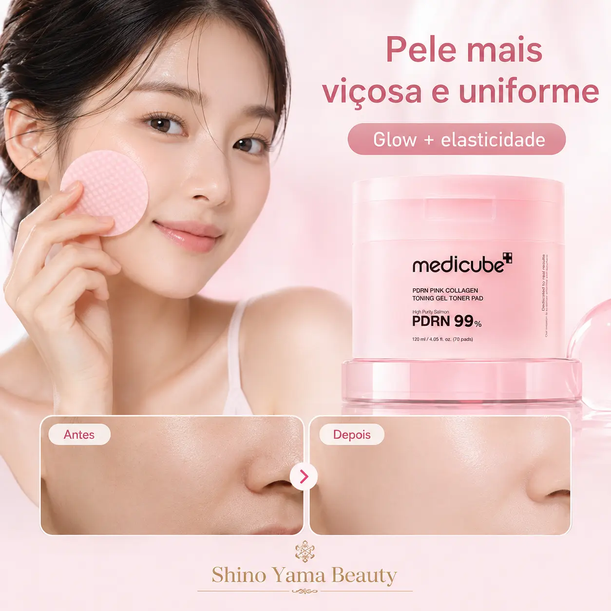 Medicube PDRN Pink Collagen Toning Gel Toner Pad 120ml / 70 pads - Imagem 3