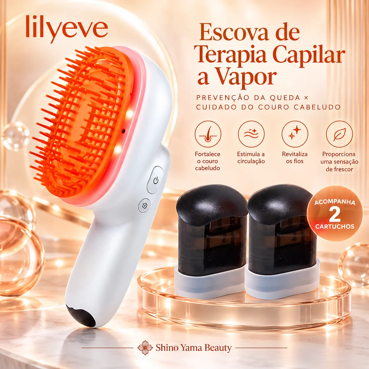 Lilyeve Grow:Turn Brush Steam Booster + 2 Hair Oil Cartridges 1,2ml - Imagem 2