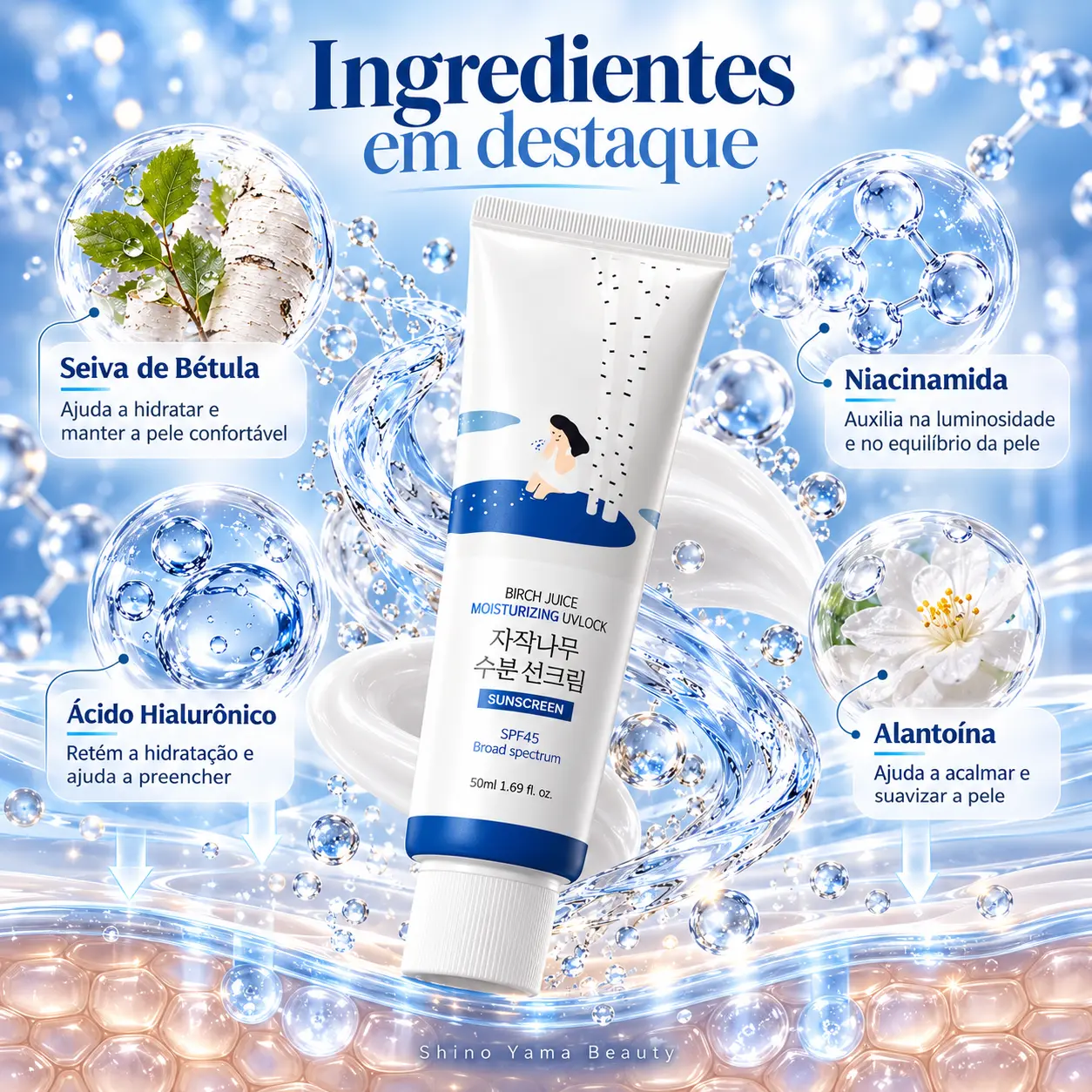 ROUND LAB Birch Juice Moisturizing UVLock Sunscreen SPF45 Broad Spectrum 50ml - Imagem 2