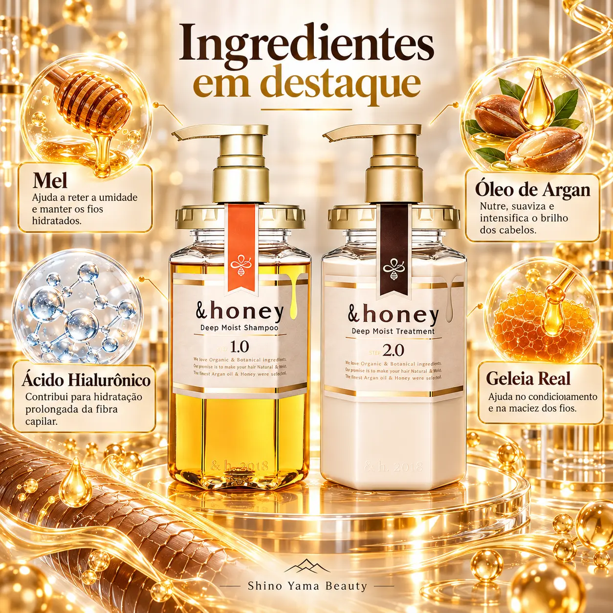 &honey Deep Moist Shampoo 1.0 440ml + Deep Moist Hair Treatment 2.0 445g - Imagem 2