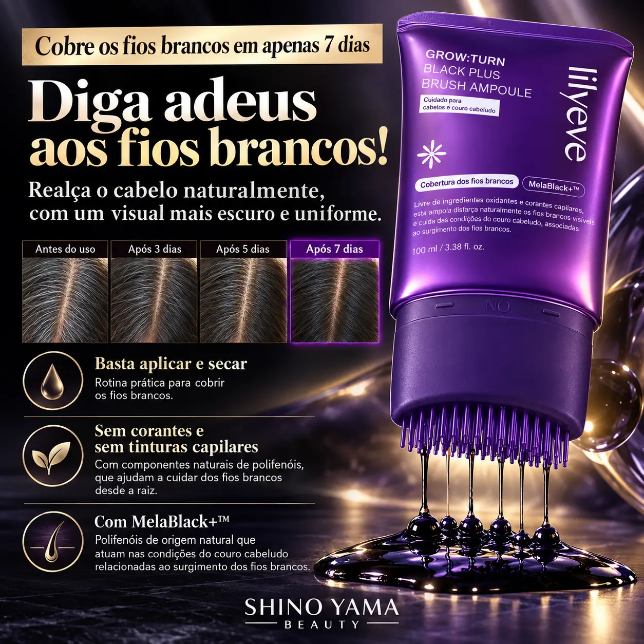 Lilyeve Grow Black Plus Brush Ampoule 100ml - Imagem 2