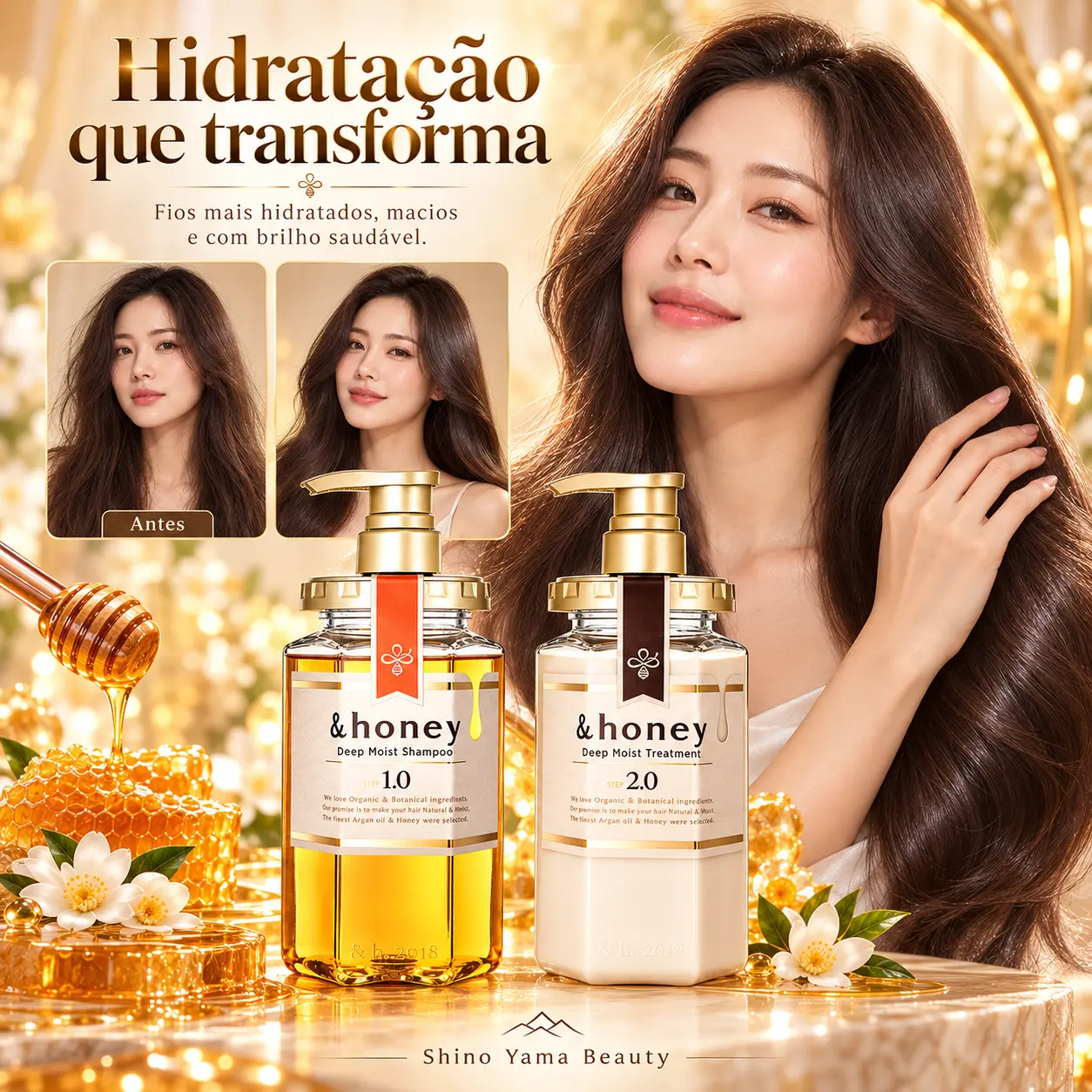 &honey Deep Moist Shampoo 1.0 440ml + Deep Moist Hair Treatment 2.0 445g - Imagem 3