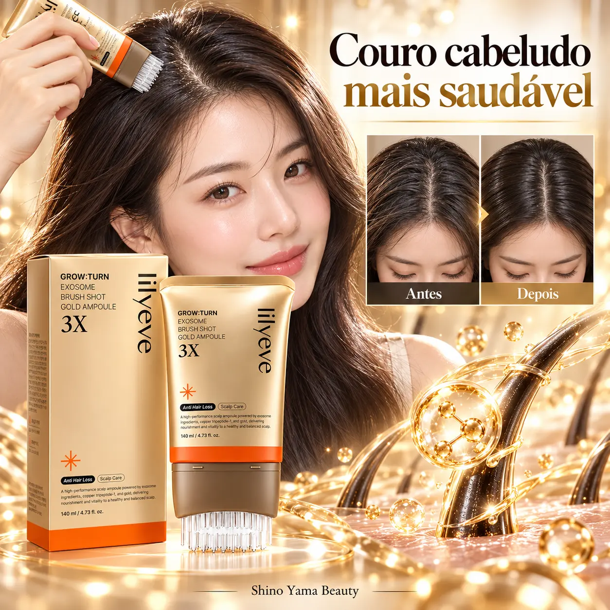Lilyeve Grow:Turn Exosome Brush Shot Gold Ampoule 3X 140ml - Imagem 3